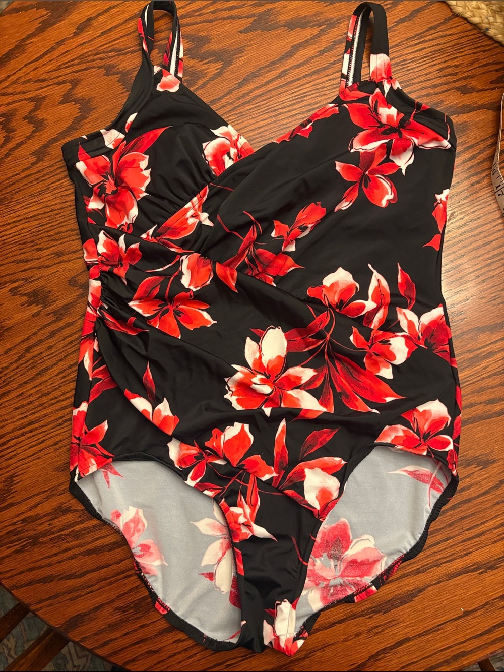 Miraclesuit Black Red Floral One-Piece Swimsuit